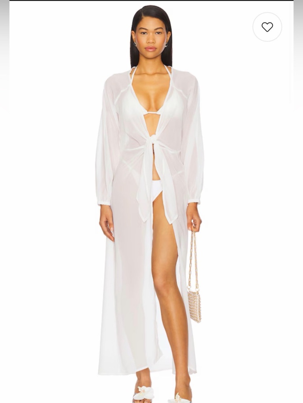L*Space Anna Swim Cover Up, Vneck, Tie Front, White Sheer, NWOT